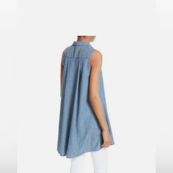 Alice + Olivia Anisa Chambray Flowy Sleeveless Button Down Tunic XS - Picture 2 of 7